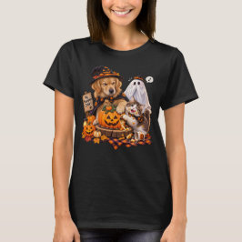 Lustiger Kürbiskuchen Katzen Hund Halloween Geist T-Shirt