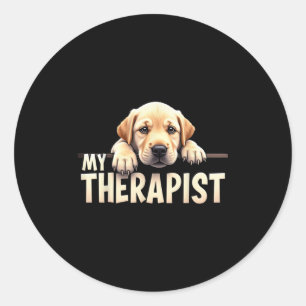 Lustiger Lab Welpe Mein Therapeut Labrador Hund Runder Aufkleber