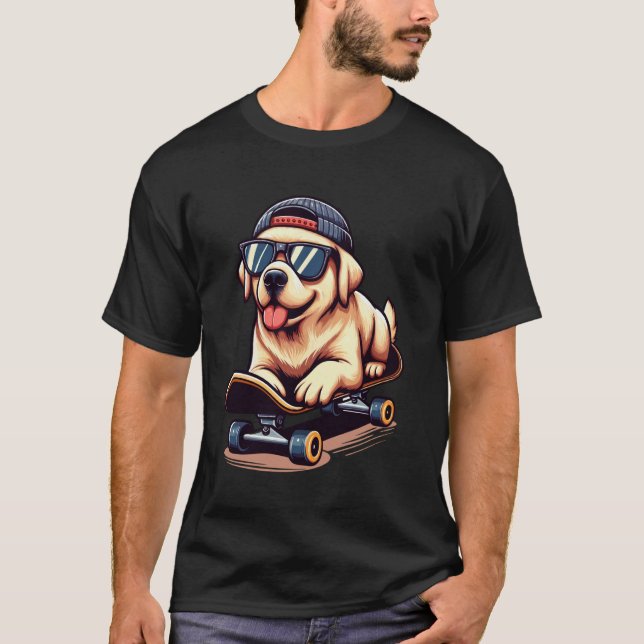 Lustiger Labrador mit Skateboard Labrador Retrieve T-Shirt (Vorderseite)