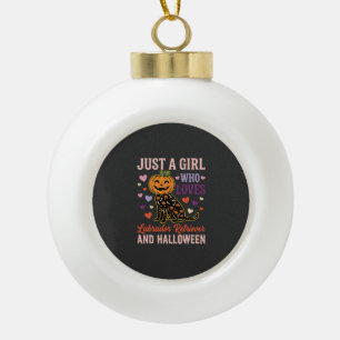 Lustiger Labrador Retriever Halloween-Kürbis-Hund Keramik Kugel-Ornament