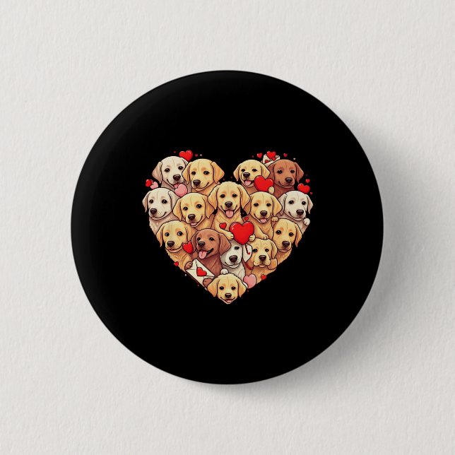 Lustiger Labrador Retriever Herz Valentinstag Labr Button (Vorderseite)