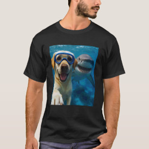 Lustiger Labrador Retriever Hund Selfie mit Hai Oz T-Shirt
