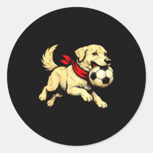 Lustiger Labrador Retriever Hund spielt Fußballspi Runder Aufkleber
