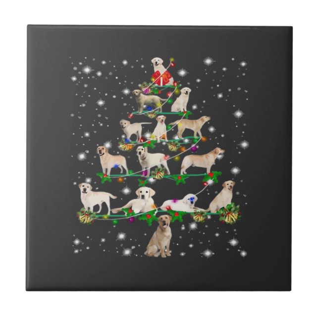 Lustiger Labrador Retriever Weihnachtsbaum Classic Fliese (Vorderseite)