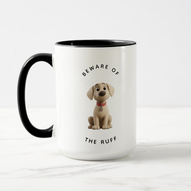 Lustiger Labrador "Vorsicht vor dem Ruff"  Tasse (Links)