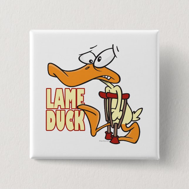 lustiger Lame Ente Cartoon Button (Vorderseite)