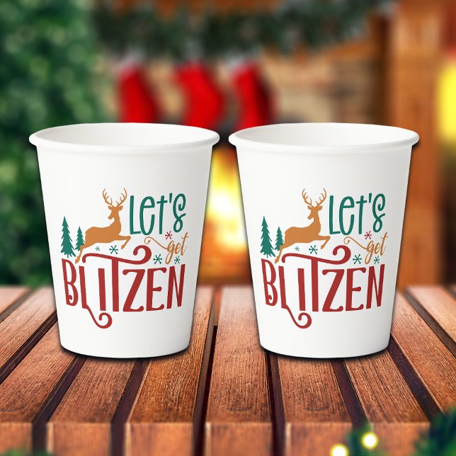 Lustiger Lasst uns Blitzen Rentier Pappbecher (Von Creator hochgeladen)