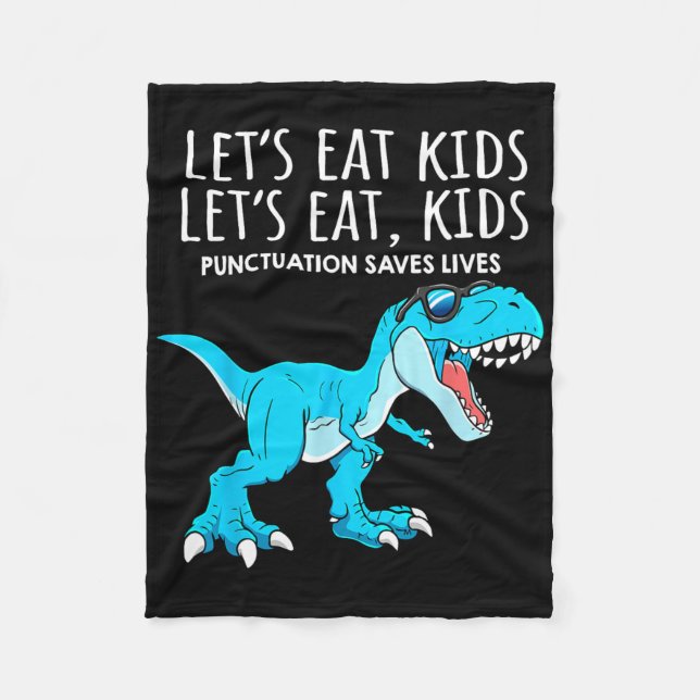 Lustiger Lasst Uns Kinder Essen Punktuation Rettet Fleecedecke (Vorderseite)