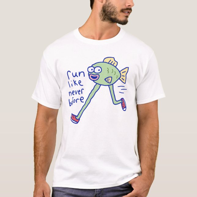 Lustiger Laufender Fisch Mit Beinen T-Shirt (Vorderseite)