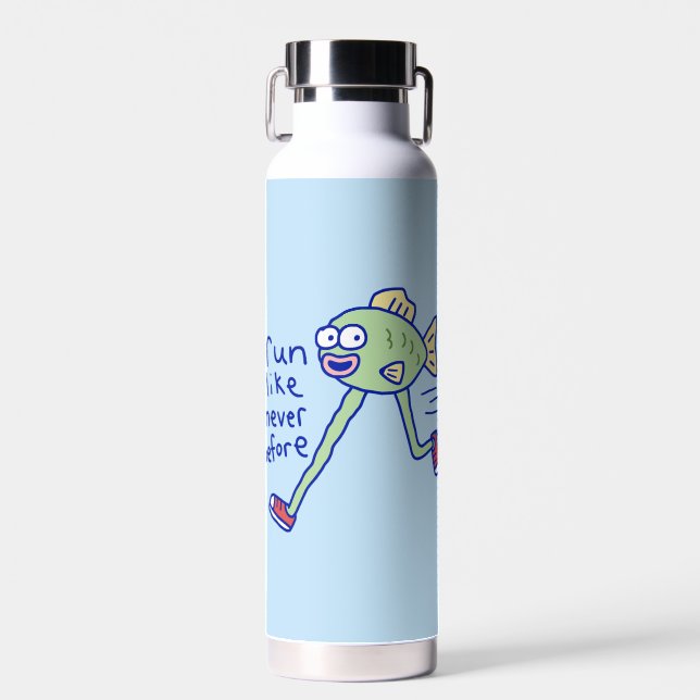 Lustiger Laufender Fisch Mit Beinen Trinkflasche (Vorne)