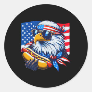 Lustiger Ld Adler Hotdog Amerikanische Flagge 4. J Runder Aufkleber