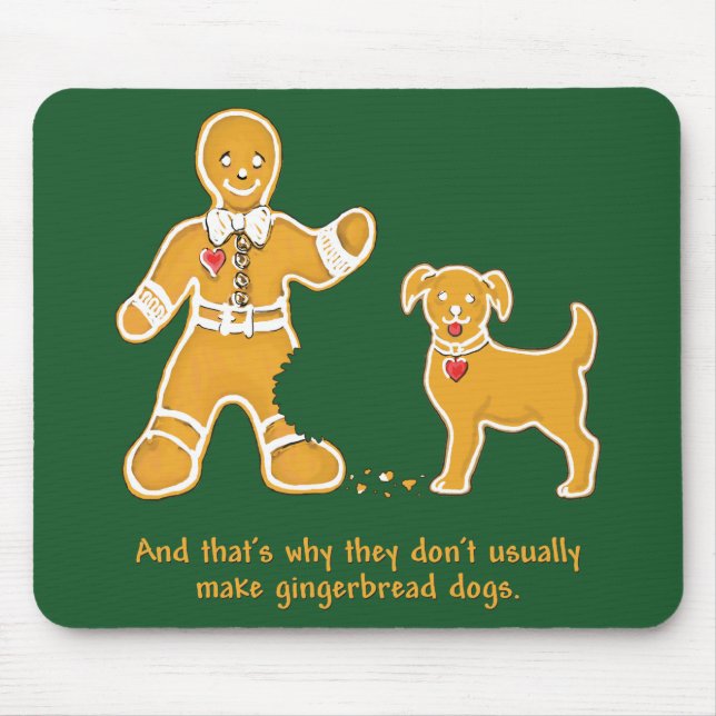 Lustiger Lebkuchen-Mann und Hund für Weihnachten Mousepad (Vorne)