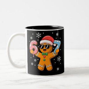 Lustiger Lebkuchen Sechs Sieben 67 Eis Drip Weihna Zweifarbige Tasse