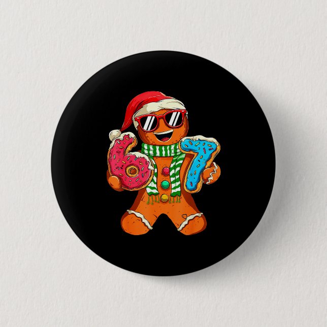 Lustiger Lebkuchen Sechs Sieben 67 Meme Eiscreme C Button (Vorderseite)