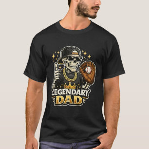 Lustiger legendärer Vater Baseball Cooler Skelett  T-Shirt