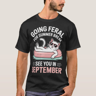 Lustiger Lehrer Schüler Katze Sommerferien Los T-Shirt