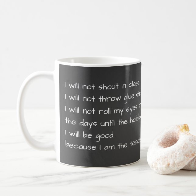 Lustiger Lehrer-Schultafel-Linien-Strafe Kaffeetasse (Mit Donut)