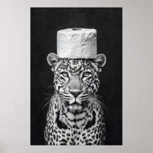 Lustiger Leoparden-Badezimmer-Kunstdruck, Toilette Poster
