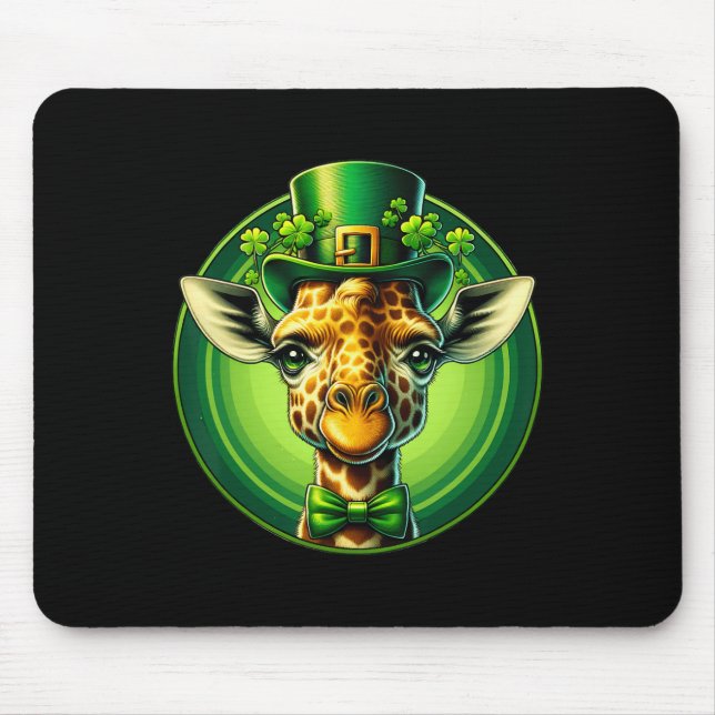Lustiger Leprechaun-Giraffe St. Patricks Tag Kinde Mousepad (Vorne)