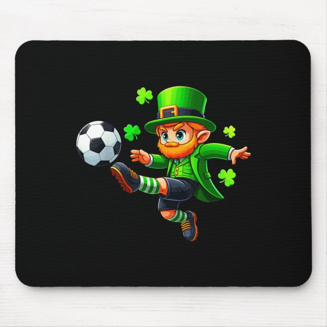 Lustiger Leprechaun Irischer Fußball St. Patricks  Mousepad (Vorne)