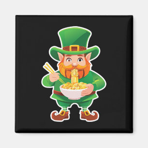 Lustiger Leprechaun isst Ramen-Nudeln St Patricks  Magnet