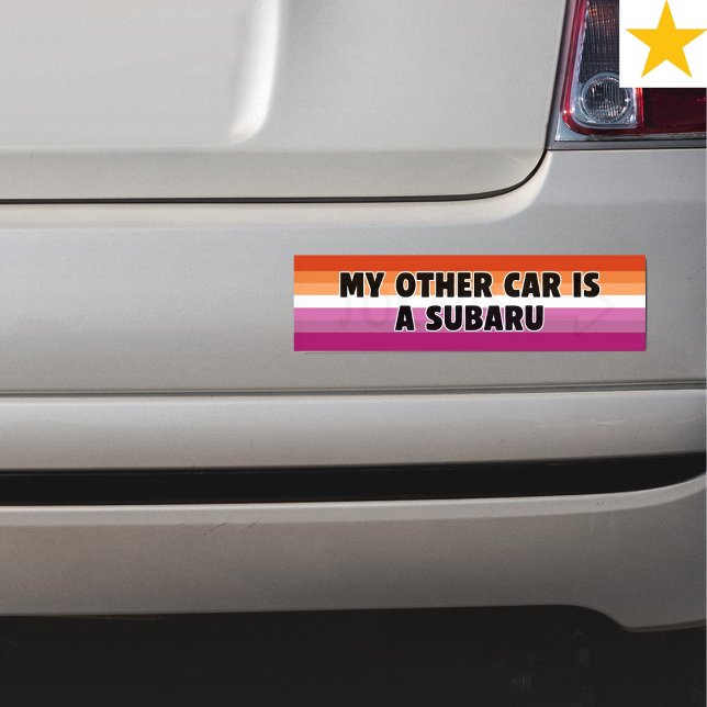 Lustiger Lesbenwitz Schwule Pride-Farben  Autoaufkleber (Von Creator hochgeladen)