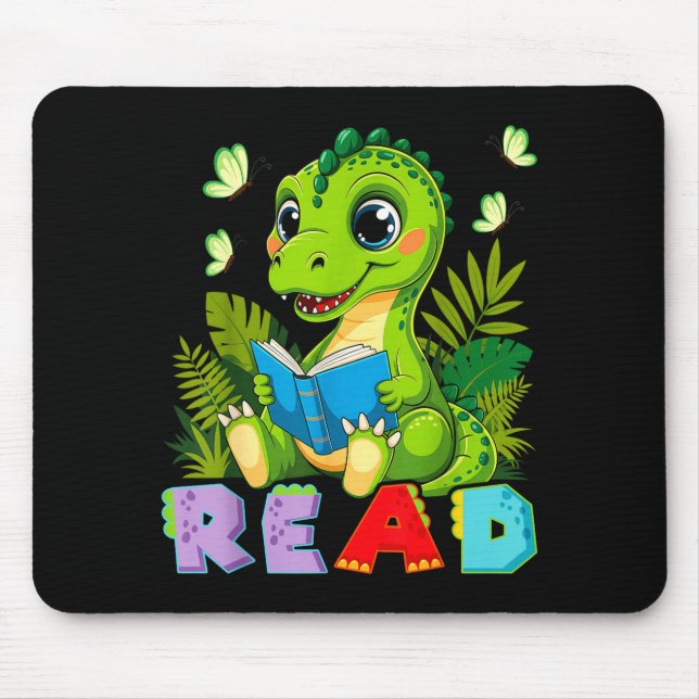 Lustiger lesender Dinosaurier T-Rex Dino Buchliebh Mousepad (Vorne)