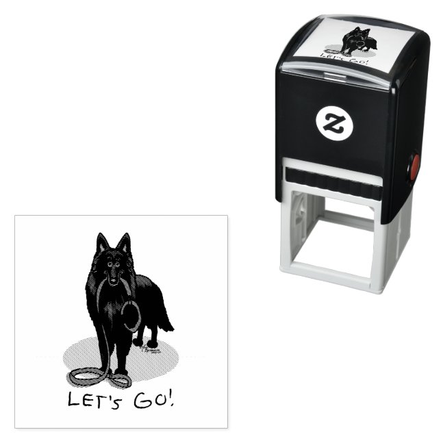 Lustiger Let's Go! Spaziergang Belgischer Schäferh Permastempel (Beispiel)