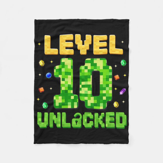 Lustiger Level 10 freigeschaltet 10. Geburtstag Ga Fleecedecke (Vorderseite)