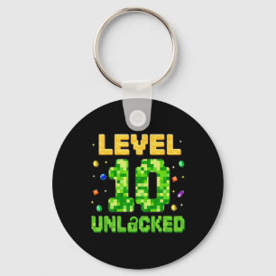 Lustiger Level 10 freigeschaltet 10. Geburtstag Ga Schlüsselanhänger