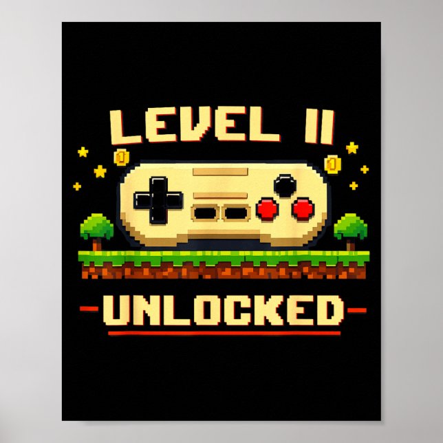 Lustiger Level 11 freigeschaltet Videospiel 11. Ge Poster (Vorne)