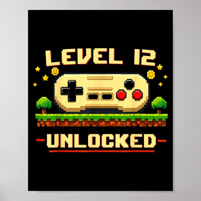 Lustiger Level 12 freigeschaltet Videospiel 12. Ge Poster (Vorne)
