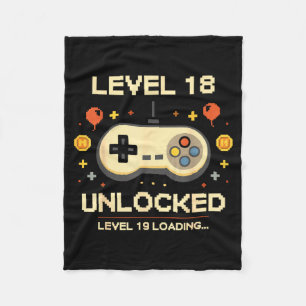 Lustiger Level 18 freigeschalteter Gamer 18. Gebur Fleecedecke
