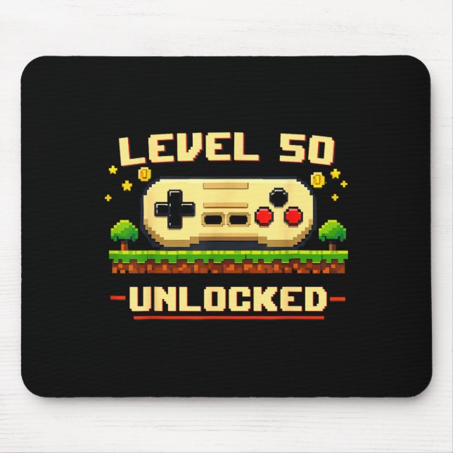 Lustiger Level 50 freigeschaltet Videospiel 50. Ge Mousepad (Vorne)