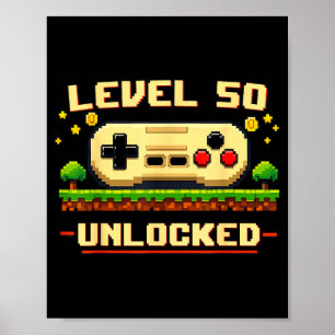 Lustiger Level 50 freigeschaltet Videospiel 50. Ge Poster
