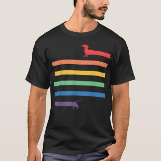 Lustiger Lgbt Schwulen-Stolz Dachshund Regenbogenf T-Shirt