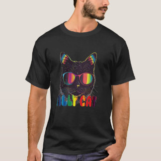 Lustiger LGBT-Unterstützer Katzen Regenbogen Schwu T-Shirt