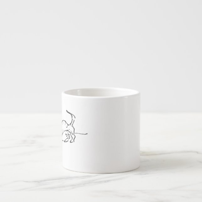 Lustiger Linienkunst-Wursthund-Kaffeebecher Espressotasse (Vorderseite)