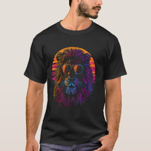 Lustiger Löwe Cool Tierliebhaber Retro Art Katzenk T-Shirt