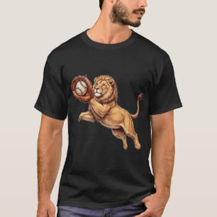 Lustiger Löwe fängt Baseball Wildtier T-Shirt