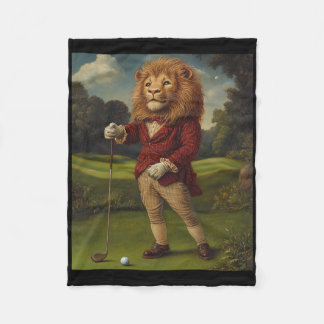 Lustiger Löwe spielt Golf-Grafik Verrückter Löwe Fleecedecke