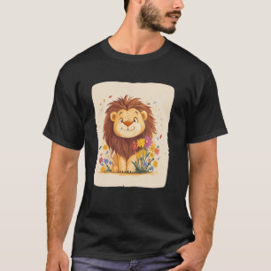 Lustiger Löwe und Blumen für ein farbenfrohes Aben T-Shirt