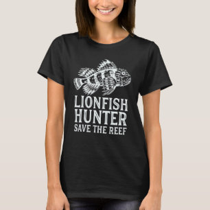 Lustiger Löwenfisch Jäger . Cooles Fischermann Rif T-Shirt