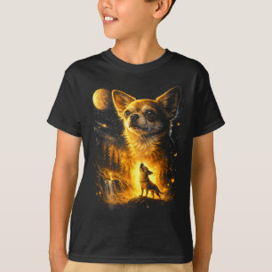 Lustiger Lustiger Chihuahua Heult Mond Mystisch T-Shirt