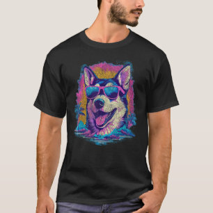 Lustiger Lustiger Sibirischer Husky Hund mit 80er T-Shirt