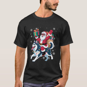 Lustiger Lustiger Weihnachtsmann Reitet Sibirische T-Shirt
