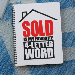 Lustiger Makler SOLD ist mein Lieblings-4-Buchstab Notizblock