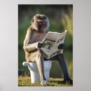 Lustiger Mandrill-Affen-Badezimmer-Druck Toiletten Poster