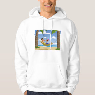 Lustiger Mann entspannt sich in der Strand-Hängema Hoodie