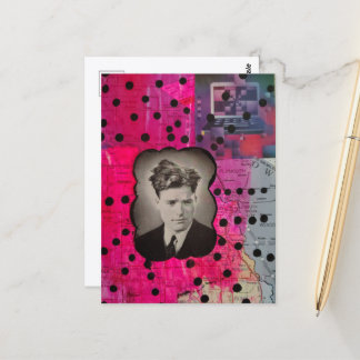 Lustiger Mann mit schlechter Frisur Collage Postkarte